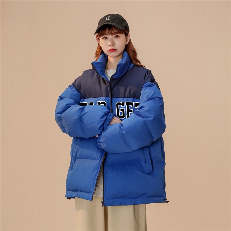中性22冬季新款字母印花拼色立领棉服TPMY255P85控138特批无差价,男装棉衣,A247A