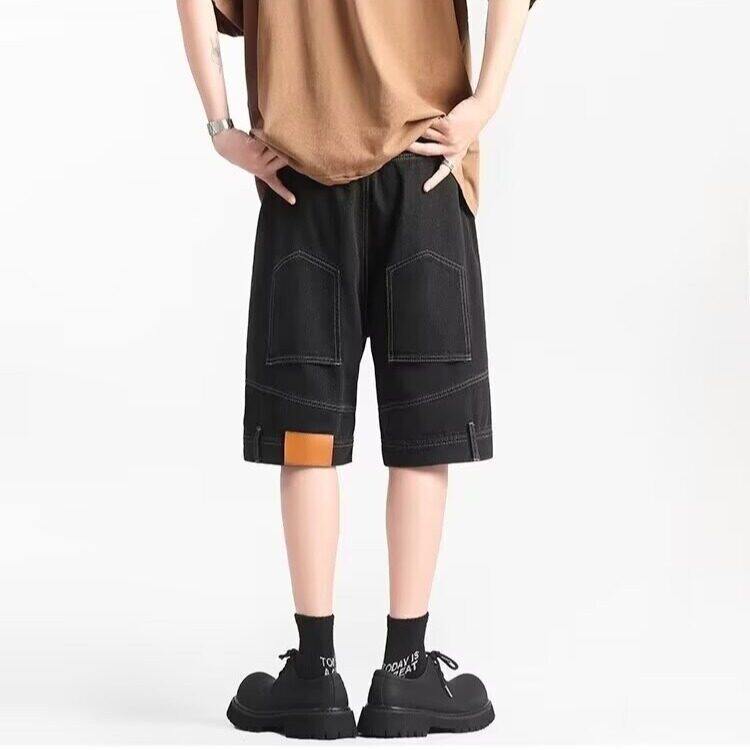 2025夏美式水洗做旧个性反穿牛仔短裤男直筒宽松五分裤DK79，男装牛仔裤，星座1108-1