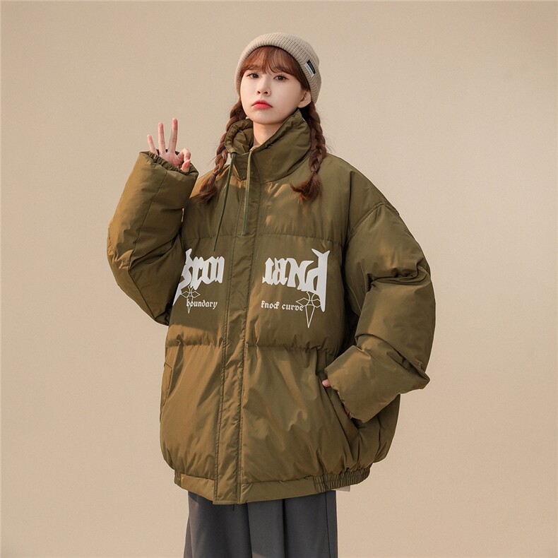 白鸭绒中性22冬季时尚百搭字母印花抽绳立领羽绒服YR224P195控258,男装羽绒服,A247A