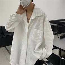 高级感炸街衬衫宽松慵懒垂质感薄款酷盐系外套男薄款LC53P35，男装衬衫，星座1116-2