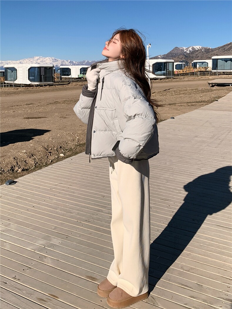 韩版学院风减龄加厚羽绒服女2025年冬季新款连帽保暖白鸭绒面包服,女装羽绒服,慧尚2-185