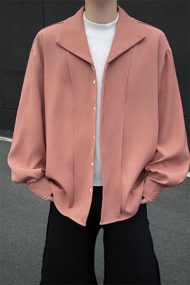 休闲衬衫男生短袖高级感宽松免烫衬衣韩系cleanfit上衣,男装T恤,电商B319