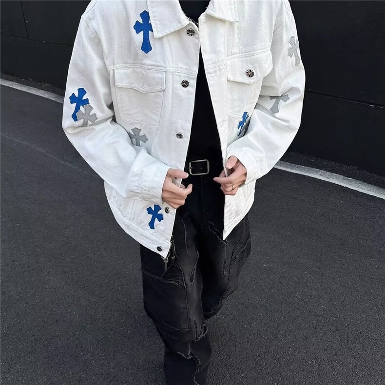 港风牛仔夹克男新款ins潮牌高街外套秋季oversize高级感痞帅衣服,男装工装外套,星座506A