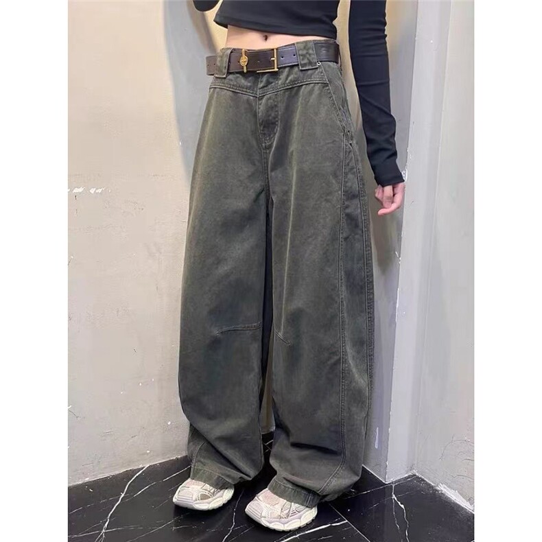 现货美式宽松全棉宽松休闲弯刀裤女K7830/P52,女装休闲裤,星座205-3