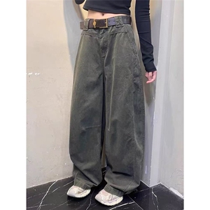 现货 美式宽松全棉宽松休闲弯刀裤女K7830/P52图片
