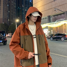 春季新款男士连帽冲锋衣外套款美式休闲工装夹克JK129-P88，男装夹克，星座308B-2