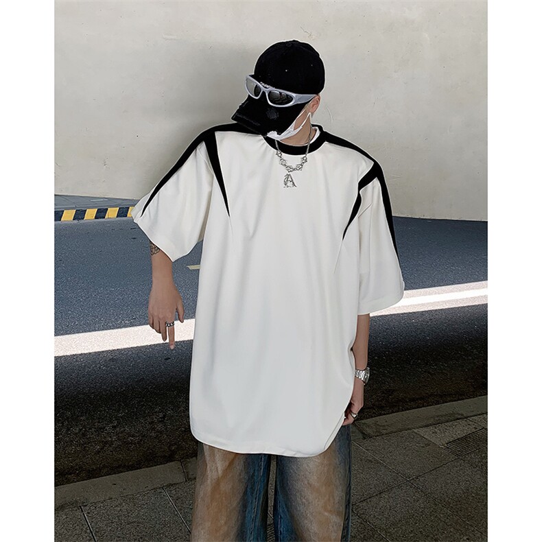 现货!24夏季男士设计感拼接解构短袖T恤DX105-P68现货,男装T恤,电商B288