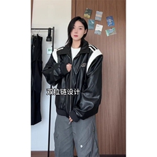 冬季宽松设计感拼接皮棉衣潮休闲加厚外套XZ811A-MF160-P125，男装棉衣，星座811A