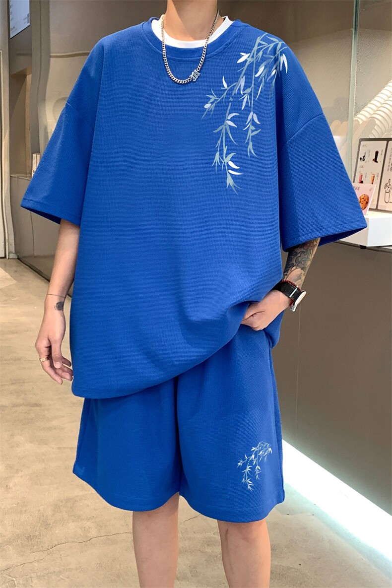 ！2025夏季新款男士华夫格短袖套装百搭学生一套HTZ100P50,男装T恤,电商B220
