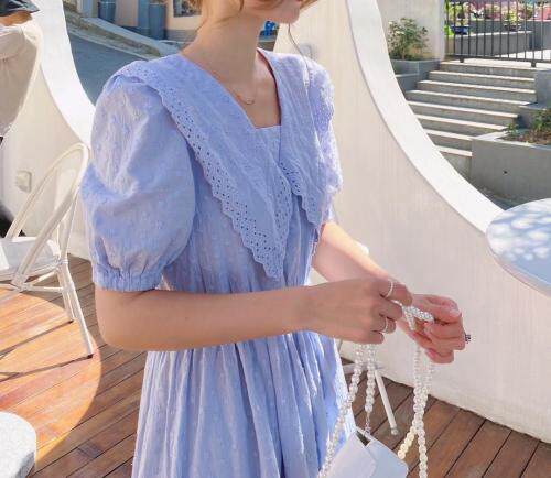 棉布刺绣连衣裙,女装连衣裙,新袖