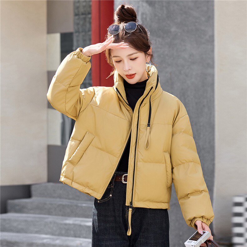 短款白鸭绒气质立领羽绒服皮衣,女装羽绒服,英标秀（1C119）