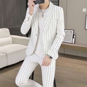 T910-P120  秋装时尚男士条纹西服两件套装职业装正装礼服图片
