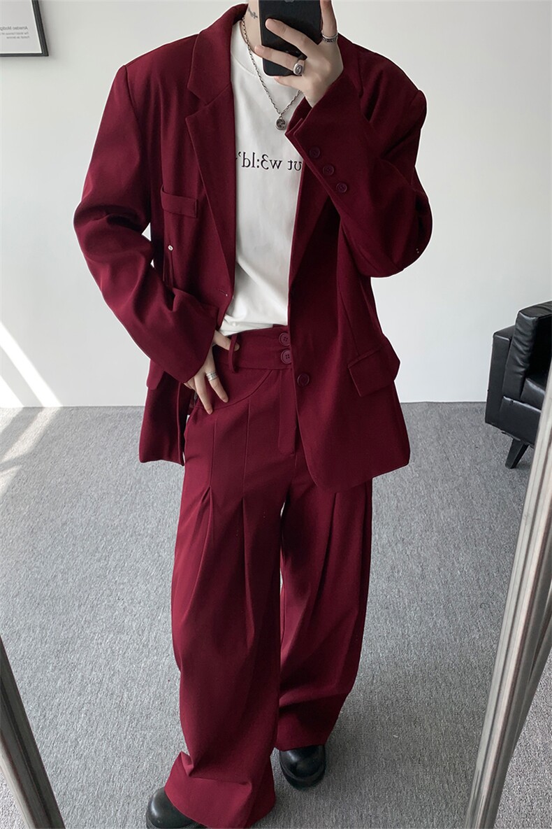 韩版休闲西装套装外套高级痞帅宽松韩版自带垫肩西服外套套装,男装西服,电商B319