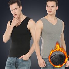 9862浅灰V领薄款单面磨毛发热纤维纯色打底衫无痕保暖背心马甲，女装背心吊带，星座510A-1