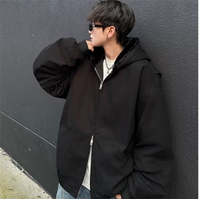 2024新款美式秋冬加厚毛领座山雕连帽夹克外套男女保暖棉服M6155,男装夹克,星座506