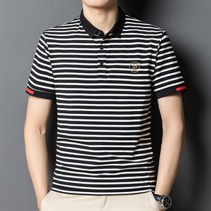 条纹时尚短袖T恤男薄款男装夏季中青年男士休闲宽松体恤衫潮流款，男装T恤，电商B212（原钱塘6029）