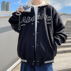 复古麻花棒球服外套男春秋季设计感小众美式休闲情侣夹克WT43，男装夹克，星座1116A-1（原606A）