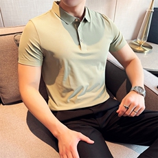 2025夏季新款无痕高品质时尚冰丝工艺T恤翻领Polo衫T0720-P68，男装T恤，电商D342