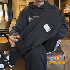 加绒加厚休闲运动卫裤男美式针织束脚裤712-kk379p55控78，男装休闲裤，星座712