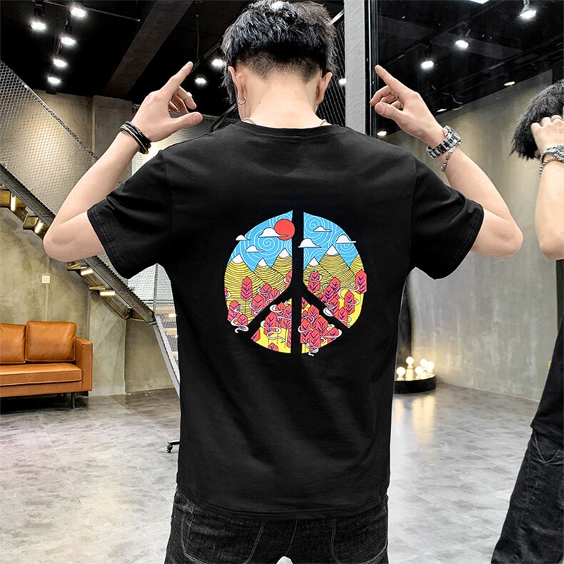 有现货2021夏季新款潮流个性印花百搭男士短袖T恤A436-T637,男装T恤,电商A436