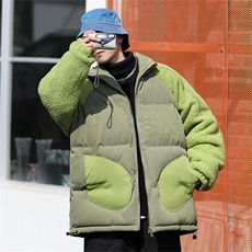 羊羔毛棉衣男冬季新款加绒加厚宽松保暖棉服美式潮流痞帅棉袄外套，男装棉衣，星座505-2（原电商A260-1)