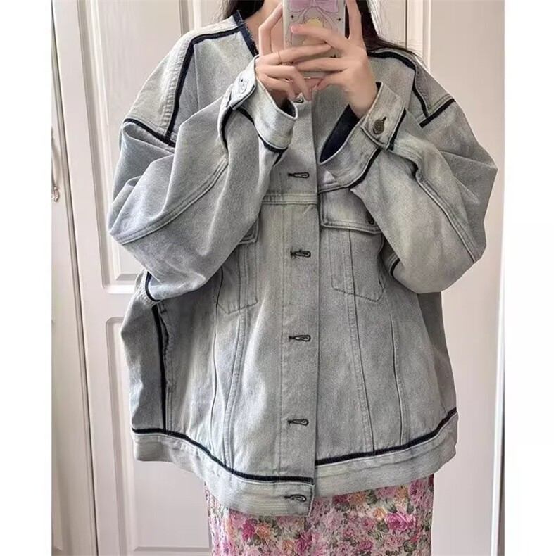 高街vibe牛仔外套女春秋港风chic潮拉链设计感小众夹克HH2567P72,男装工装外套,星座1013-5