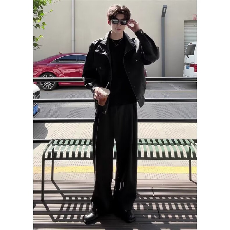 美式复古高级感机车皮衣夹克男女外套春秋季款潮牌小众PU皮飞行服,男装夹克,星座506A