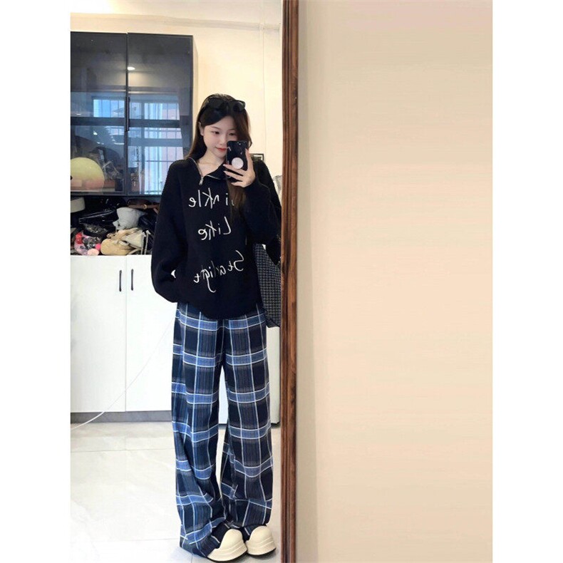 【有货】G11LL-特P40美式复古蓝色格子裤子男女秋冬新款加绒裤,男装休闲裤,星座1007（原301D）