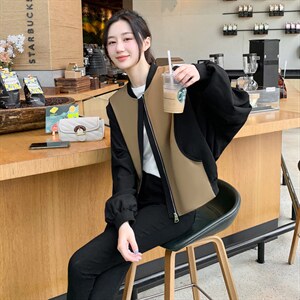 拼接撞色棒球服外套女秋季新款2022百搭休闲拉链开衫夹克短上衣潮图片