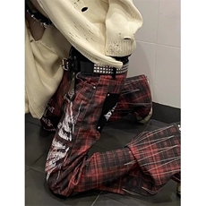 格纹毛边乞丐拼接印花裤修身造型男休闲裤百搭弹力花裤子KB5104，男装休闲裤，星座1116A（原606A-3）