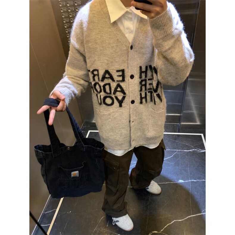 【有货】MY452HH-特P58秋冬高级感慵懒风开衫毛衣男美式针织外套,男装针织衫/毛衣,星座1007（原301D）