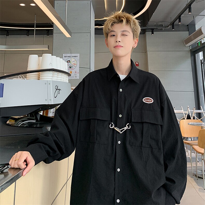 港风男宽松工装休闲衬衫 CS069-P50控68图片