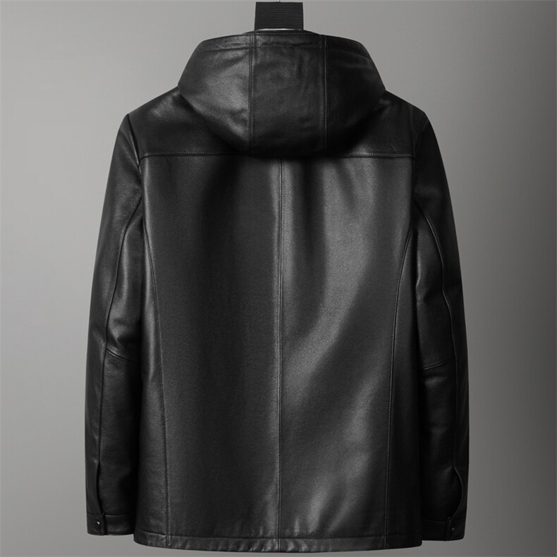秋冬新款海宁真皮羽绒服男牛皮外套连帽可脱卸内胆一衣两穿P650,男装羽绒服,电商B360A（原721A）