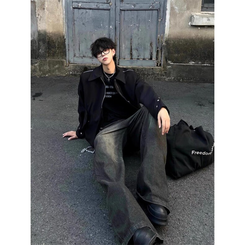2025春秋美式高街cleanfit垫肩夹克男装短款拉链外套W6728-P60,男装夹克,星座412-1