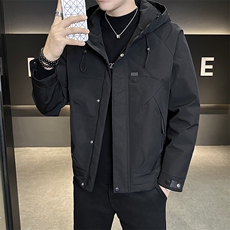 秋冬新款二棉加棉夹克连帽冲风衣男士外套棉服7M21-P120，男装夹克，星座703-1