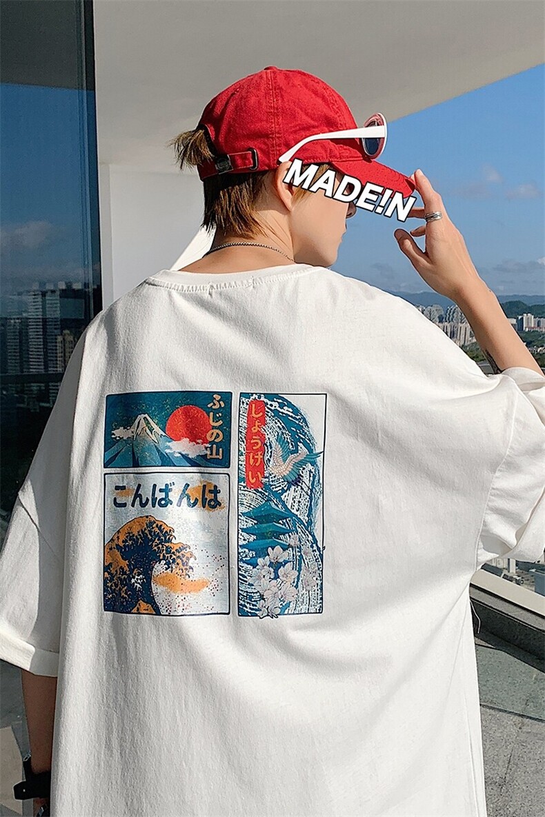1港风印花情侣日系风潮大码M-5XL短袖T恤男DT7645P30控45,男装T恤,星座226-2