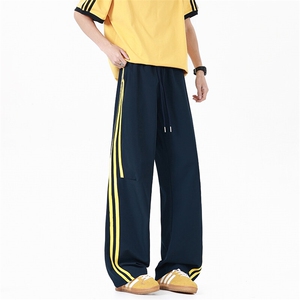 休闲裤男夏季新款港风宽松冰丝长裤CK8070-P36图片