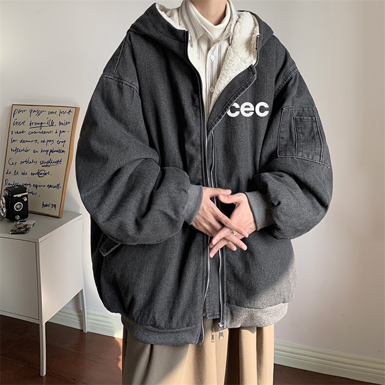 控价158牛仔棉衣男大码加绒羊羔绒牛仔棉服男棉袄NM53294-P140,男装棉衣,电商A040