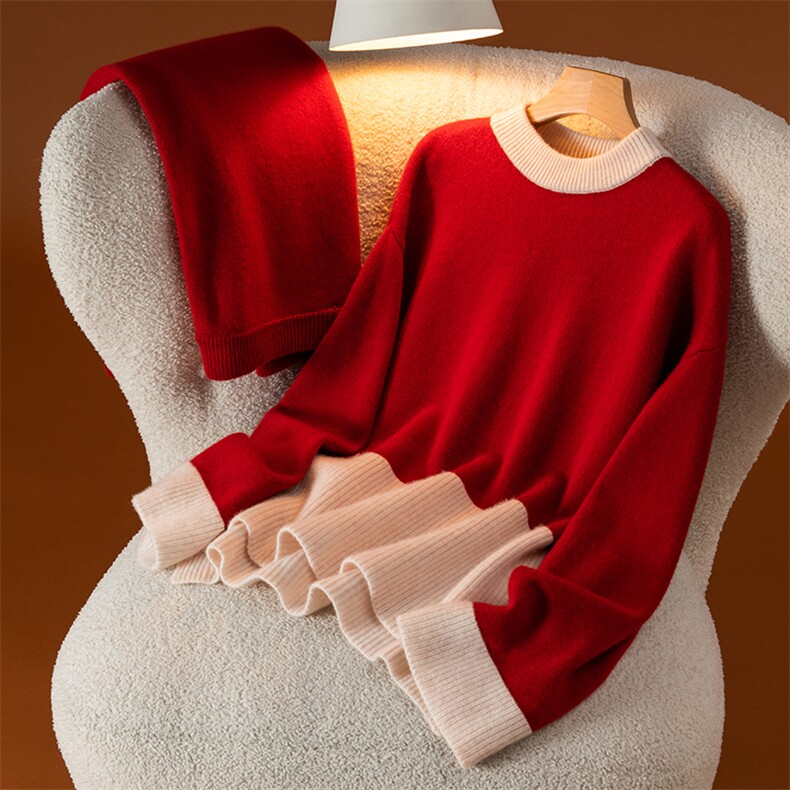 半高领羊毛衫女套头2024秋冬新款宽松百搭内搭洋气，女装羊毛衫，盛世绒华