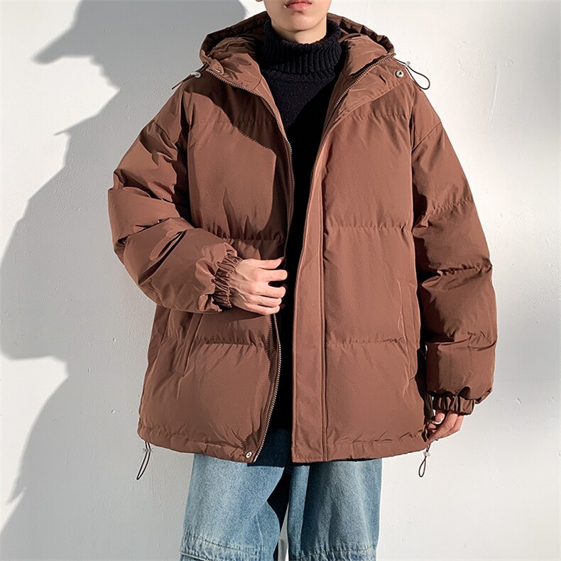 新款冬季日系简约保暖加厚连帽抽绳休闲宽松棉衣外套男MY9086-P90,男装棉衣,电商A128