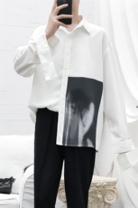 LT801-2021新款中性风格男女款衬衫大版印花港风衬衣，男装衬衫，星座717A