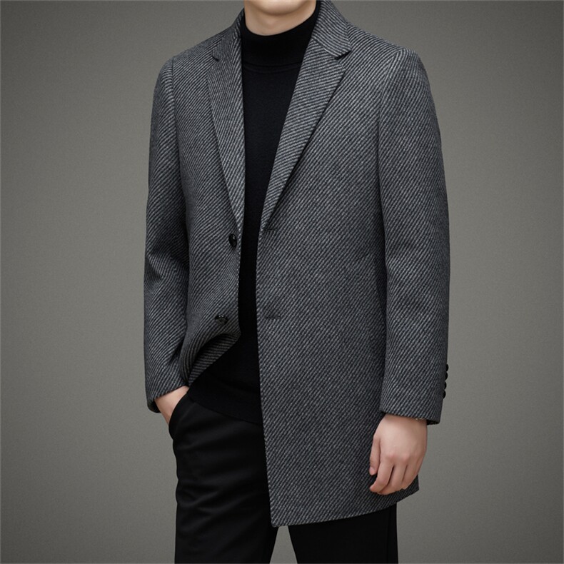 DJ8703钱塘2020-3冬季厚款商务休闲时尚中年男士毛呢大衣P470,男装毛呢大衣,钱塘207-3