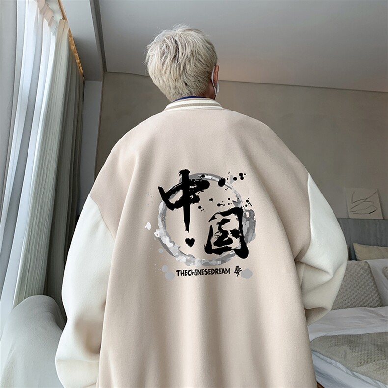 摇粒绒棒球服男大码开衫卫衣男夹克BF86134-P65,男装夹克,电商A040