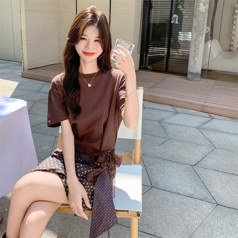 设计感减龄蕾丝拼接波点连衣裙夏季2025氛围感显瘦花苞假两件裙子,女装连衣裙,2C301