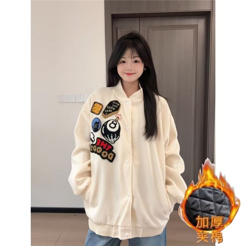 美式高街棉服男女冬季加厚宽松情侣棒球服夹克外套WYA235,男装夹克,星座516A