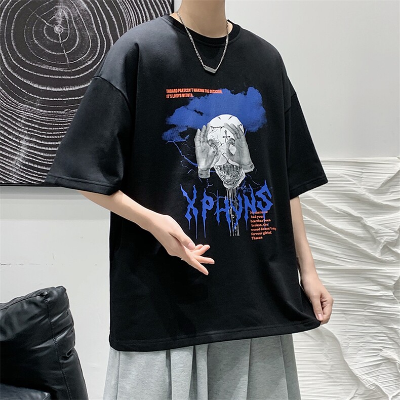 2025夏季原创设计港风潮流美式宽松休闲T恤B266-DX03-P30,男装T恤,星座B257-1