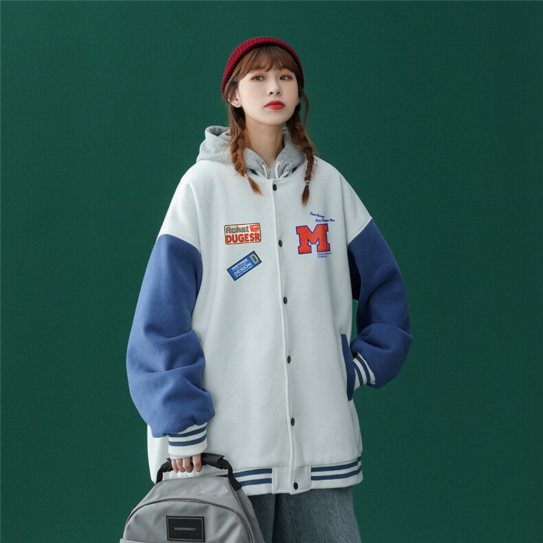 中性风 2023秋季新款港风潮牌印花设计感棒球服夹克G89p65控--78图片