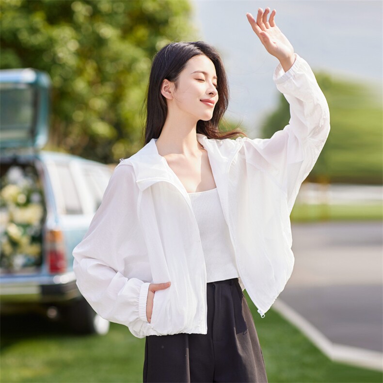 黑色短款防晒衣女夏季2025新款轻薄透气防紫外线防晒服蝙蝠衫外套,女装防晒衣,梦懿尔