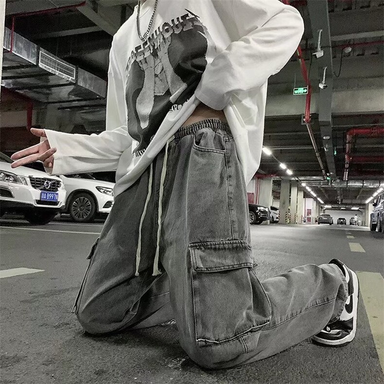 垂坠感阔腿牛仔裤男士直筒宽松复古工装拖地裤A118P45,男装牛仔裤,星座1116-2