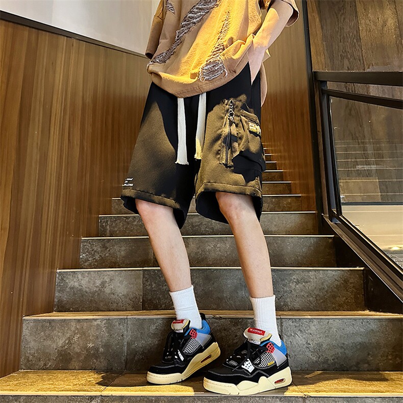短裤男士夏季新款美式复古休闲五分中裤潮流百搭宽松跑步运动裤子,男装牛仔裤,星座1013